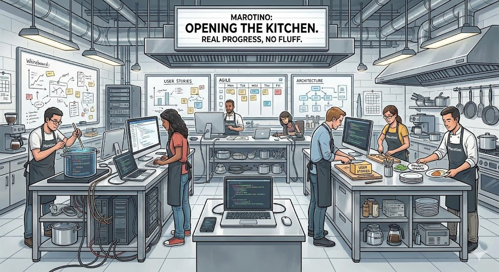 Marotinon tiimi työskentelee ohjelmistoprojektien parissa